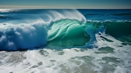 Oceanic reverie, mesmerizing sea waves, majestic skies, and delicate foamの素材