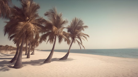 Palmy Trees Provide a Gateway to a Blissful Sandy Beach Escapeの素材