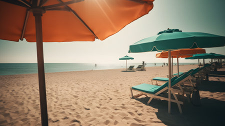 Beachside paradise, sandy beach, whispy clouds, and paradise on the shorelineの素材