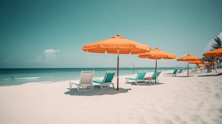 Tropical escape, sandy beach, billowing clouds, and escaping to paradiseの素材