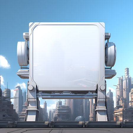 City of the future displayed on a blank billboard's canvasの素材