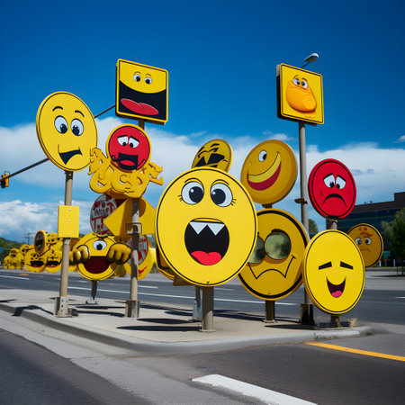 Eye-catching emoji signs capturing attentionの素材