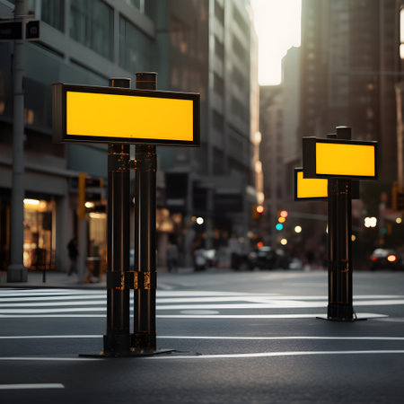 Signposts guiding pedestrians safely at crosswalksの素材