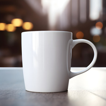 Mug positioned against a captivating and visually rich backgroundの素材