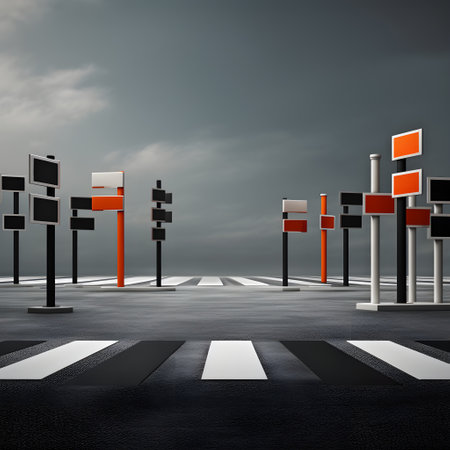 City streets featuring well-placed signpostsの素材