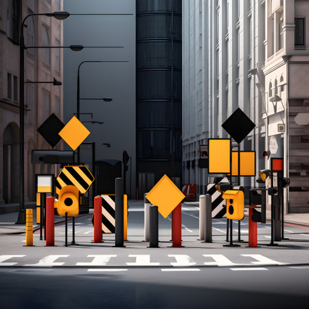 Road crosswalks with clear and informative signsの素材