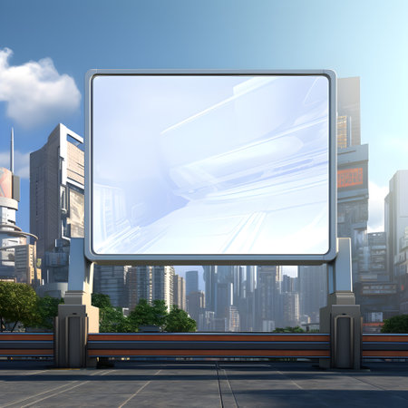 City of the future adorning a blank billboardの素材