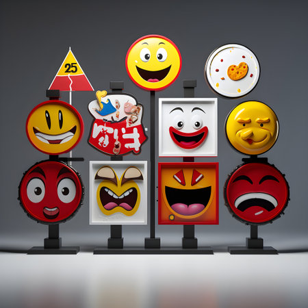 Playful signs conveying emotions through emojisの素材