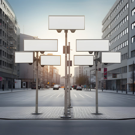 Clear signage ensuring pedestrian safety on city streetsの素材