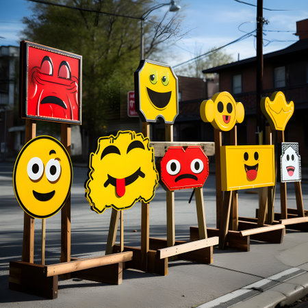 Expressive signboards adding personality and flair to the urban landscapeの素材