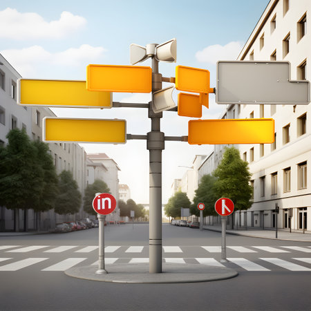 Signposts aiding drivers with accurate directionsの素材