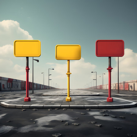 Signposts providing guidance to popular landmarksの素材