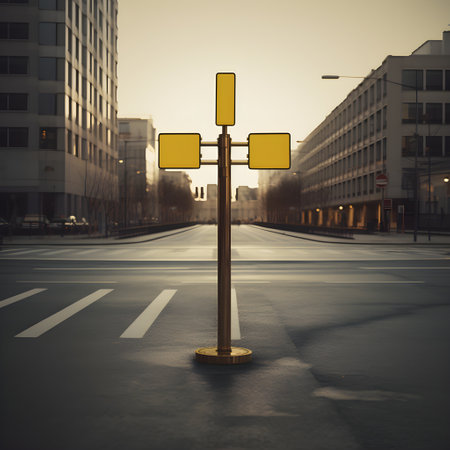 Road intersections equipped with helpful signpostsの素材