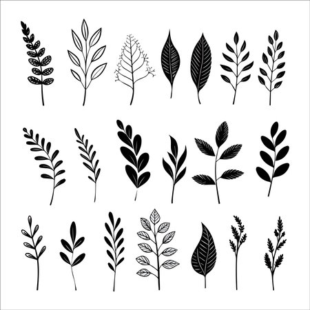 Silhouette flower illustrations in flat designのイラスト素材