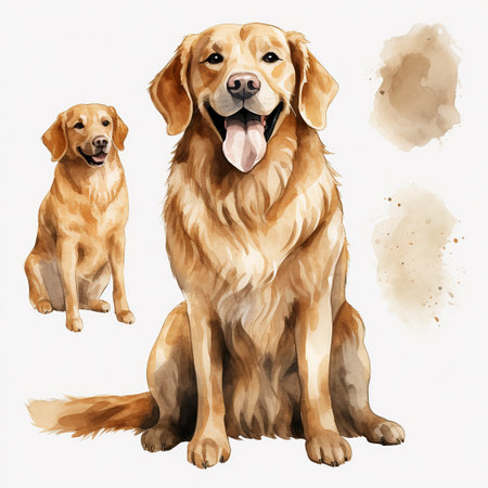 Beautiful Canine Painting in a Pure White Settingのイラスト素材