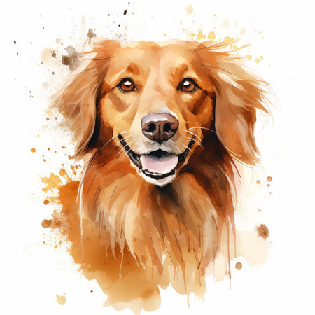 Expressive Canine Painting on a White Backgroundのイラスト素材