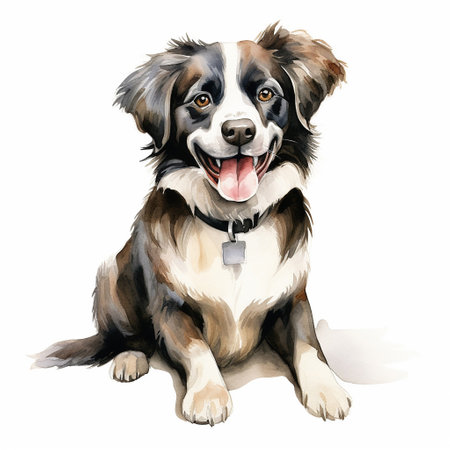 Elegant Watercolor Dog Art with a White Backdropのイラスト素材