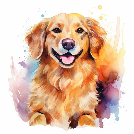 Captivating Dog Painting Featuring White Spaceのイラスト素材