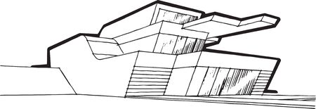 Sketch of modern house with canopyのイラスト素材