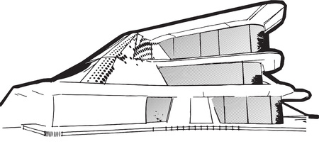 Sketch of a modern house with rounded edgesのイラスト素材