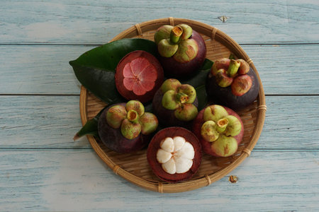 fresh mangosteen fruits on the table