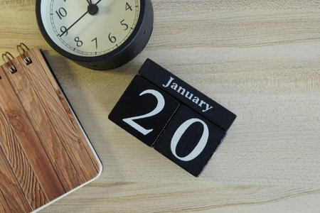 cube calendar date January 24 on the wooden backgroundの写真素材