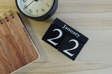 cube calendar date January 24 on the wooden backgroundの写真素材