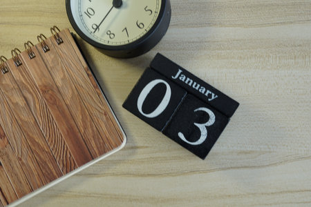cube calendar date January 24 on the wooden backgroundの写真素材