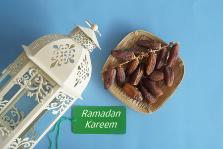 dates fruits on the table. Ramadhan fasting month conceptの写真素材