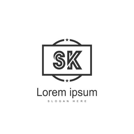 Initial letter SK Logo template design. minimal letter logo designのイラスト素材