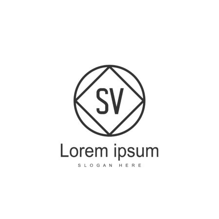 Initial letter SV Logo Template. Minimalist letter logo designのイラスト素材