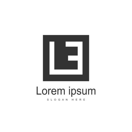 Initial Letter LE Logo template design. Minimalist letter logo vector designのイラスト素材