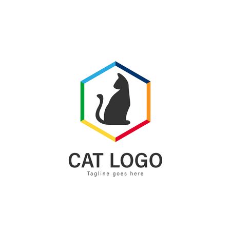 Cat logo vector illustration. modern cat logo template isolated on white backgroundのイラスト素材