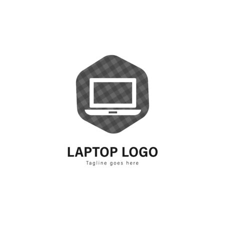 Laptop logo template design. Laptop logo with modern frame isolated on white backgroundのイラスト素材