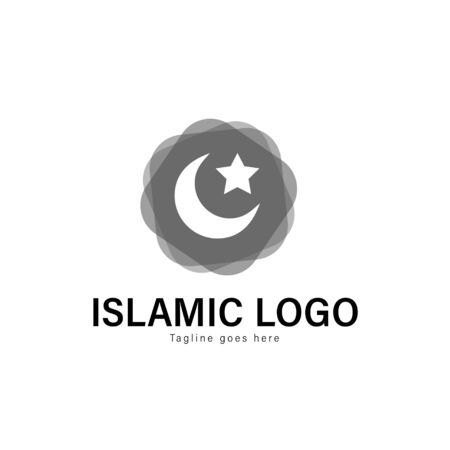 Islamic logo template design. Islamic logo with modern frame isolated on white backgroundのイラスト素材