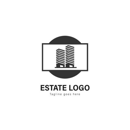 Real estate logo template design. Real estate logo with modern frame isolated on white backgroundのイラスト素材