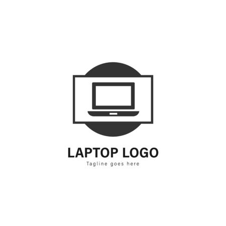 Laptop logo template design. Laptop logo with modern frame isolated on white backgroundのイラスト素材