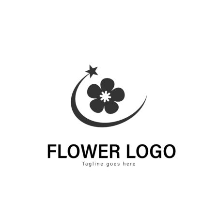 Flower logo template design. Flower logo with modern frame isolated on white backgroundのイラスト素材