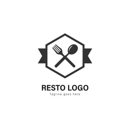 Restaurant logo template design. Restaurant logo with modern frame isolated on white backgroundのイラスト素材