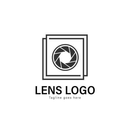Lens logo template design. Lens logo with modern frame isolated on white backgroundのイラスト素材
