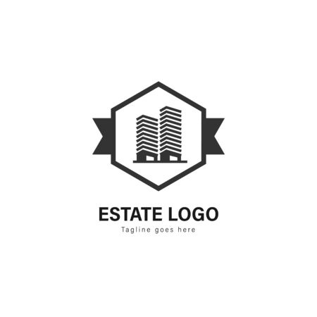 Real estate logo template design. Real estate logo with modern frame isolated on white backgroundのイラスト素材