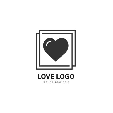 Love logo template design. Love logo with modern frame isolated on white backgroundのイラスト素材