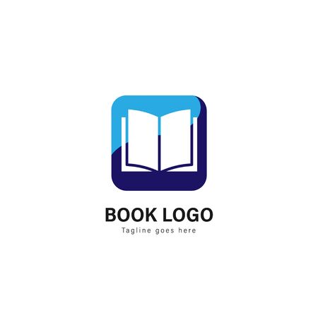 Book logo template design. Book logo with modern frame isolated on white backgroundのイラスト素材