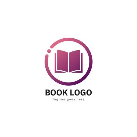 Book logo template design. Book logo with modern frame isolated on white backgroundのイラスト素材