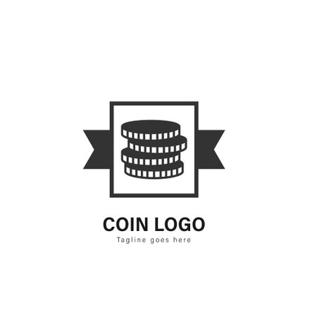 Coin logo template design. Coin logo with modern frame isolated on white backgroundのイラスト素材