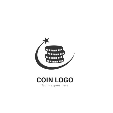 Coin logo template design. Coin logo with modern frame isolated on white backgroundのイラスト素材