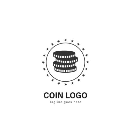 Coin logo template design. Coin logo with modern frame isolated on white backgroundのイラスト素材