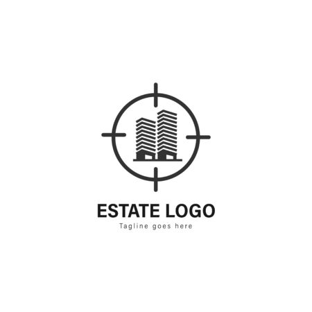 Real estate logo template design. Real estate logo with modern frame isolated on white backgroundのイラスト素材