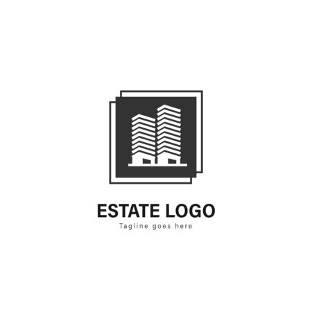 Real estate logo template design. Real estate logo with modern frame isolated on white backgroundのイラスト素材