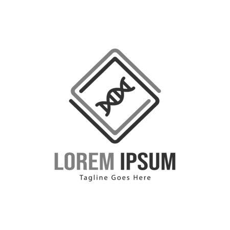 DNA logo template design with frame. minimalist DNA logo vector illustrationのイラスト素材